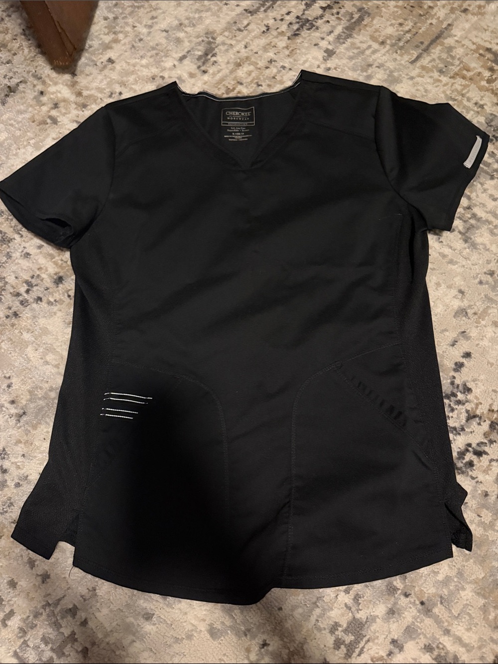 Cherokee Black V-Neck Medical Scrub Top